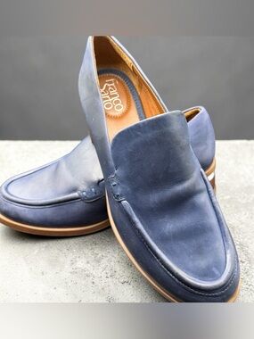 Women’s Franco Sarto Navy Blue Genuine Leather Bocca Loafers size 8